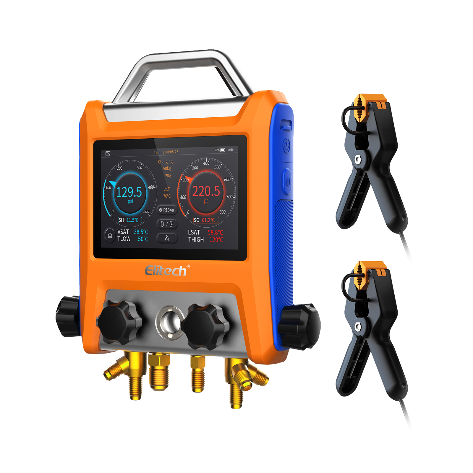 精創(chuàng)EMG-40V數字歧管儀4 閥門歧管壓力表帶真空傳感器溫度計夾